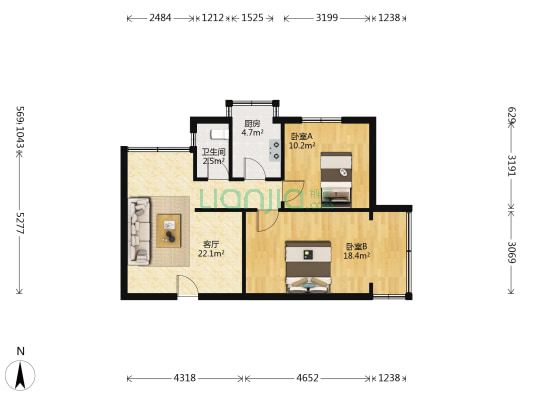 松桥支路51号 2室1厅1卫 67平方