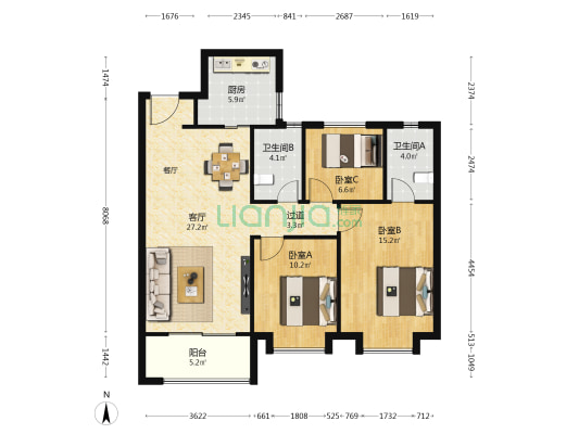 华润置地未来城市DK4 3室1厅2卫 112平方
