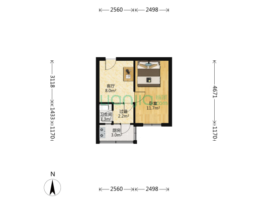 皇城公寓 1室1厅1卫 32平方