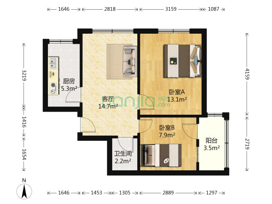 金水路87号 2室1厅1卫 65平方