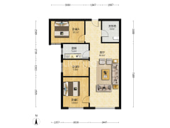 南向3居 精装修 户型方正 中间楼层采光充足-涿州高铁新干线户型图
