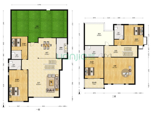 东尊优山美地 5室2厅4卫 367平方