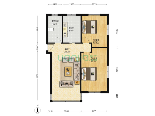 桃源涧南弄6号 2室1厅1卫 89平方