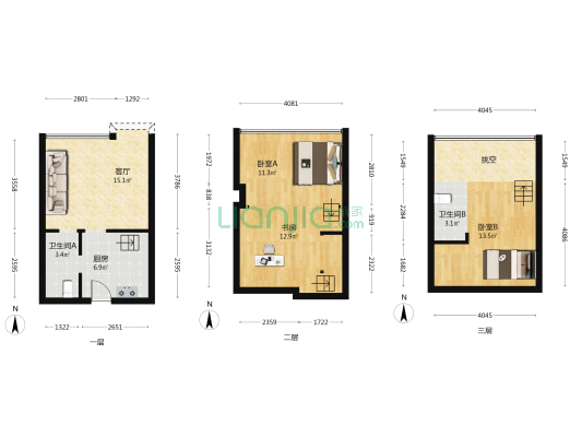 恒一城市MALL 3室1厅2卫 43平方