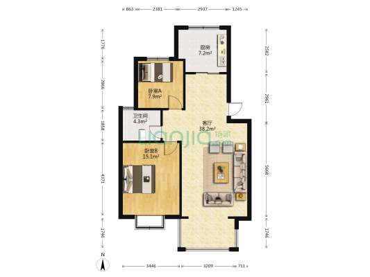 祥和时代家园 2室1厅1卫 71平方