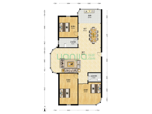 巨鹏大厦 3室2厅2卫 186平方