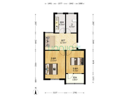 连波路228弄 2室1厅1卫 61平方