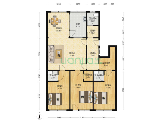 水鸣街1831号 3室2厅3卫 114平方