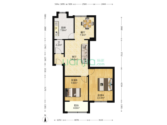 德阳市教育局家属院 2室2厅1卫 70平方