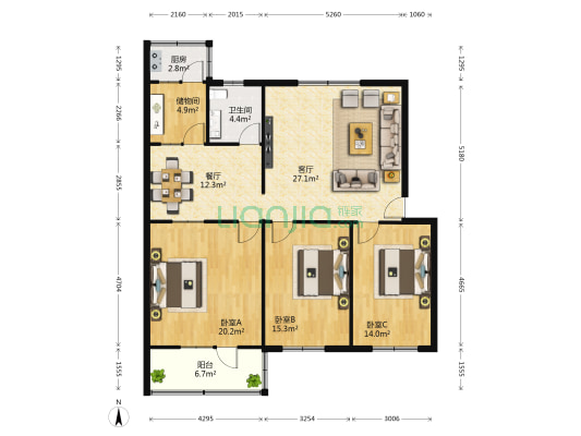 文明里 3室2厅1卫 131平方