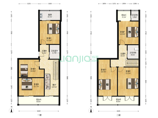 香米园西巷91号 6室1厅3卫 153平方