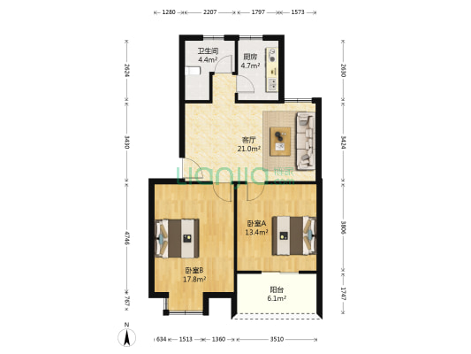 康庭和苑 2室1厅1卫 71平方