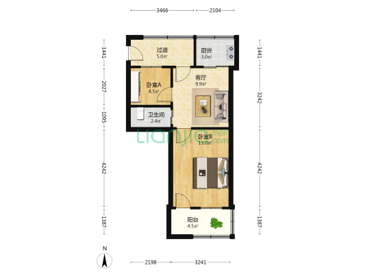 织带厂 2室1厅1卫 43平方