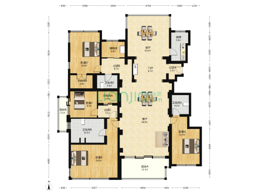 凤凰城四期 4室2厅3卫 278平方