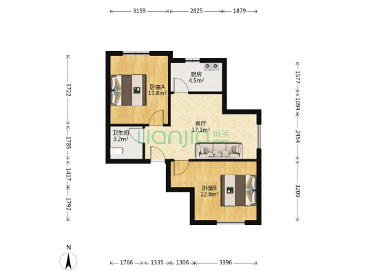 泰盈十里锦城三期 2室1厅1卫 74平方