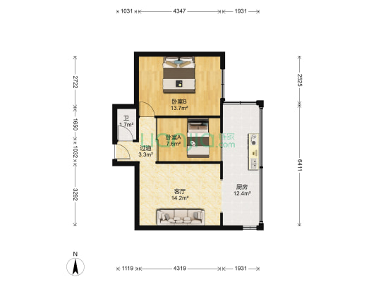 环城南路小区 2室1厅1卫 47平方