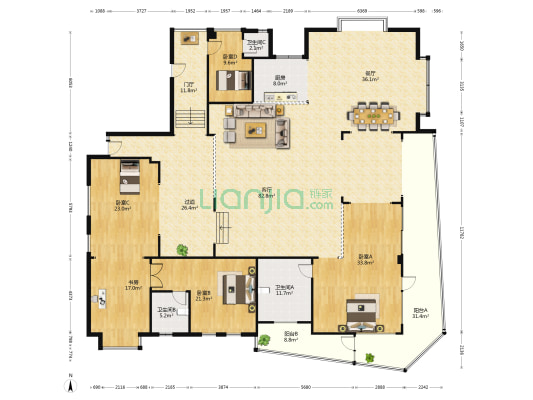金海岸云顶苑 5室2厅3卫 344平方