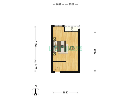 金叶公寓 1室0厅0卫 35平方