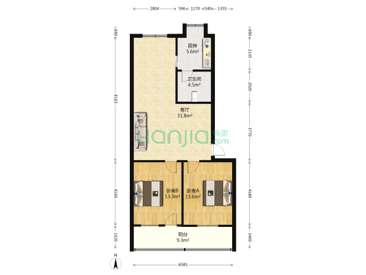 南永和路19号 2室1厅1卫 88平方