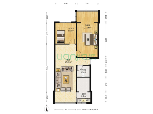 罗家碾街157号 2室1厅1卫 78平方
