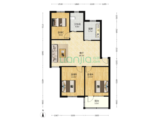 远东小区 3室1厅1卫 98平方