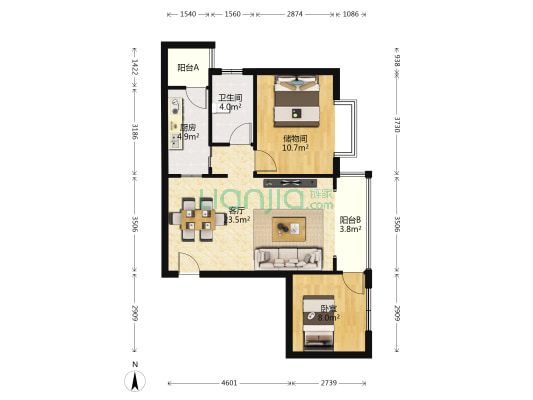 人和世家 1室1厅1卫 73平方