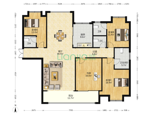 兴旺壹品 4室1厅4卫 176平方