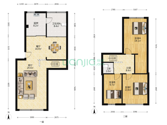 中山路7号 3室2厅2卫 134平方