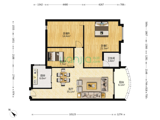 银翠轩 3室1厅1卫 101平方