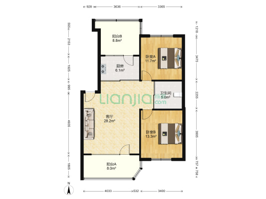 钻石礼都东区 2室1厅1卫 75平方