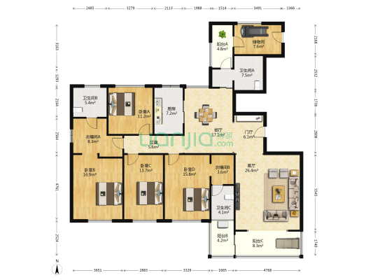 融景湾 4室2厅3卫 227平方