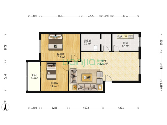 东苑新村（甪直） 2室1厅1卫 93平方