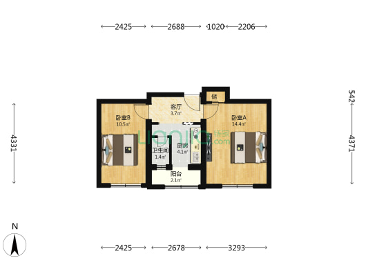 南沙沟小区 2室1厅1卫 49平方
