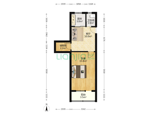 开阳里一街 1室1厅1卫 48平方
