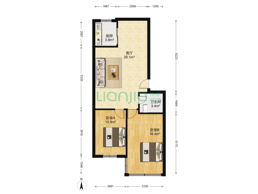 华远东路 2室1厅1卫 70平方