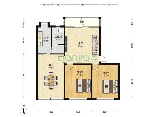 相府路26号 2室2厅1卫 95平方