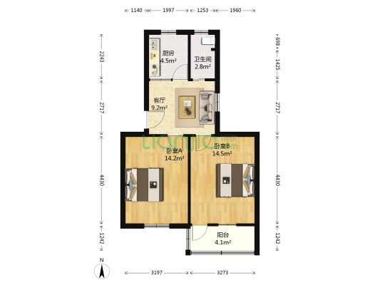 长虹路29号 2室1厅1卫 61平方