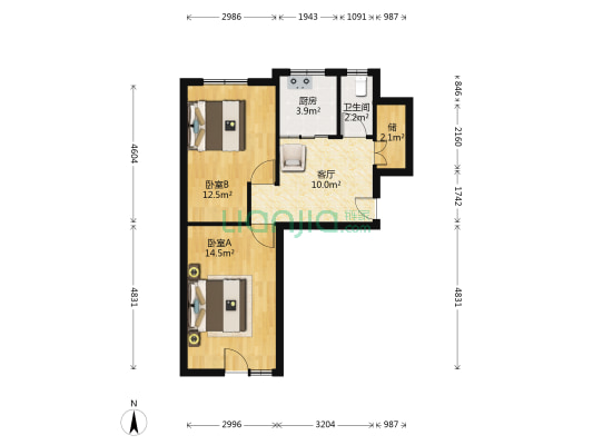 地毯厂路18号 2室1厅1卫 59平方