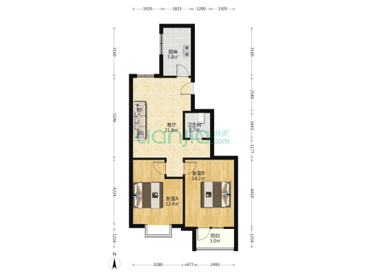 锦园 2室1厅1卫 78平方