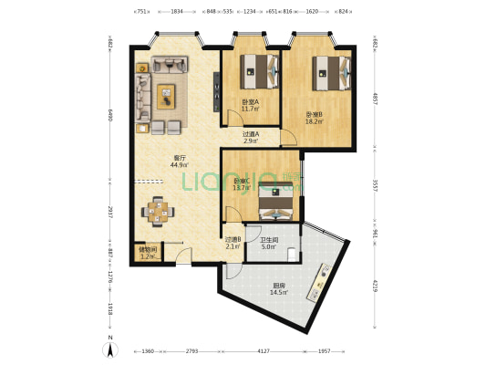 新城路388号 3室1厅1卫 138平方