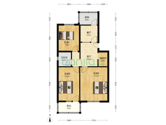 老电大家属楼 3室2厅1卫 84平方