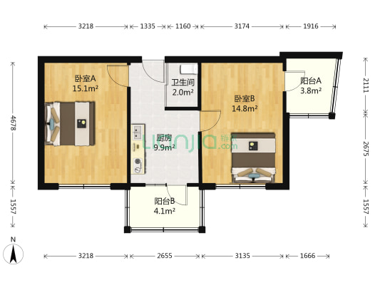 士课街(巴山街) 2室0厅1卫 54平方