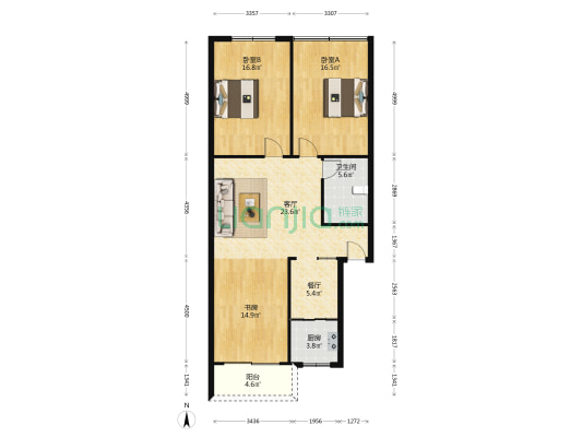 柳南路413-433号(单数) 3室2厅1卫 120平方