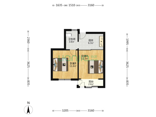 石泉六村 2室0厅1卫 41平方