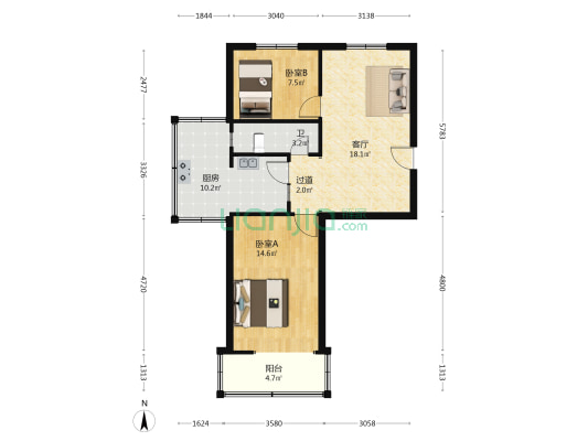 税务局家属院（潼河路） 2室1厅1卫 61平方