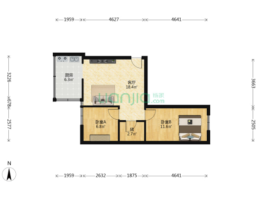 地工街 2室1厅0卫 58平方