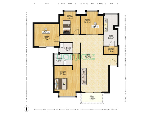 南龍錦園 4室1厅2卫 129平方