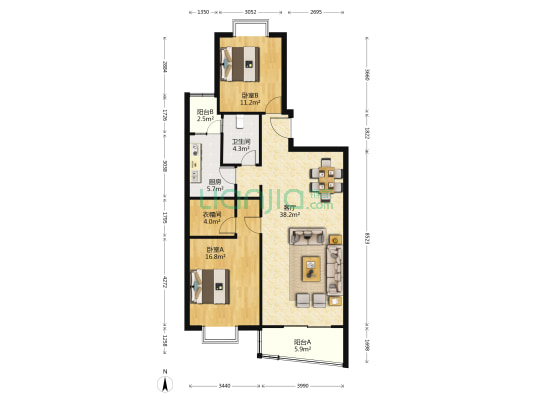 徐家汇景园 2室1厅1卫 111平方