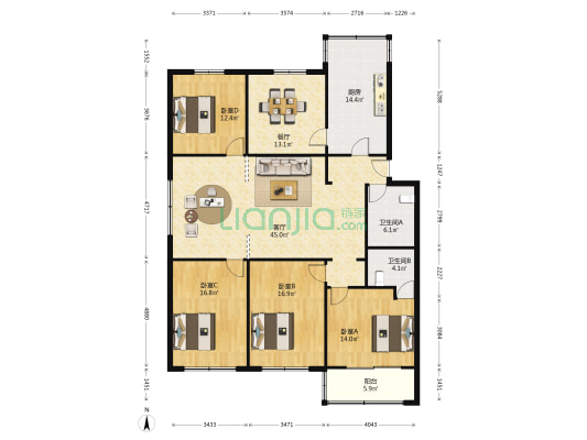 谈中路230弄 4室2厅2卫 175平方