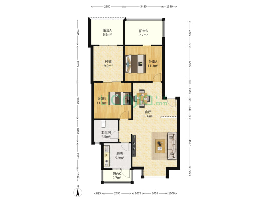 锦绣西苑一期 2室1厅1卫 84平方